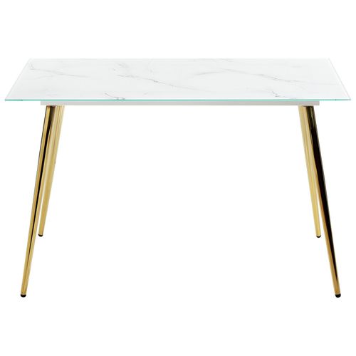 Table de salle à manger effet marbre et doré 100 x 200 cm CALCIO