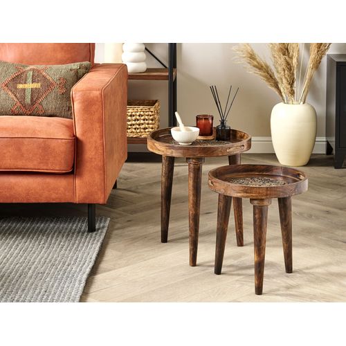 Lot De 2 Tables D'appoint En Bois De Manguier Sombre Astai