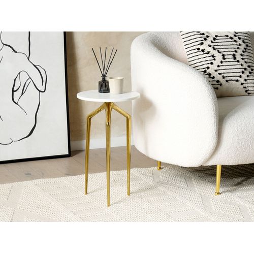 Table d'Appoint en Marbre Nanda 56cm Naturel & Blanc