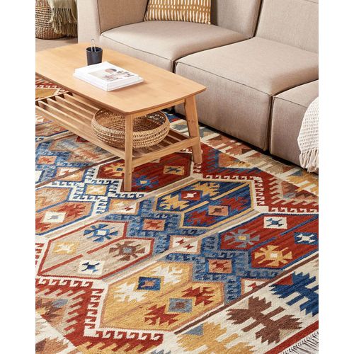 Tapis KILIM en laine noir et ivoire avec franges - Inspiration Luxe