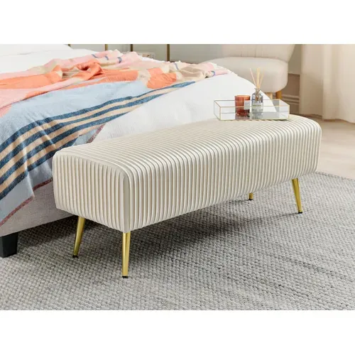 Bout De Lit En Velours Blanc Crème Paterson
