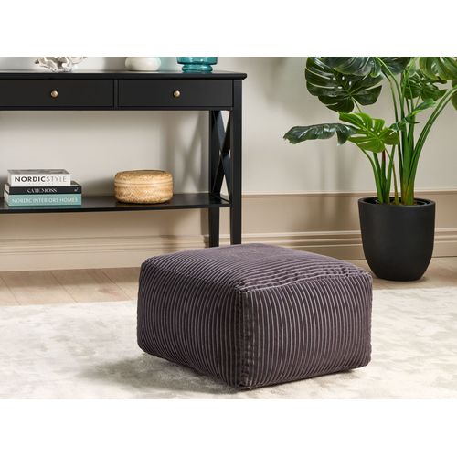 Pouf En Velours Côtelé Gris Foncé 50 X 50 X 30 Cm Mukki