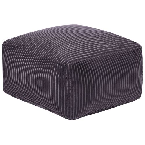 Pouf En Velours Côtelé Gris Foncé 50 X 50 X 30 Cm Mukki