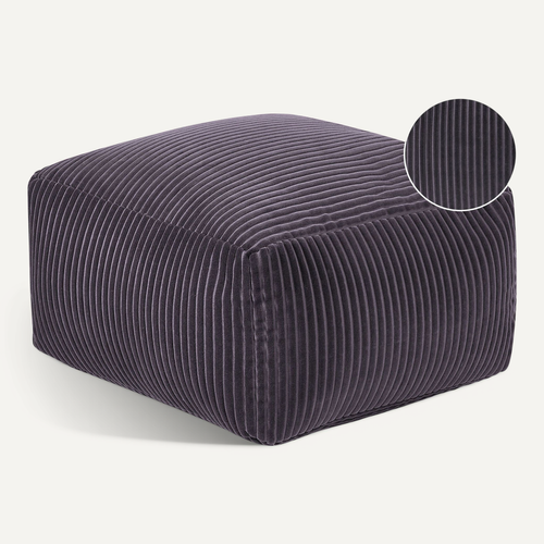 Pouf En Velours Côtelé Gris Foncé 50 X 50 X 30 Cm Mukki
