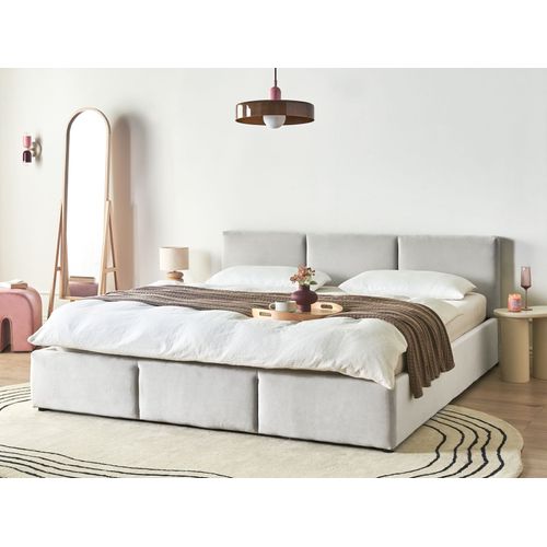 Lit Pouf Velours Bousse 180 X 200 Cm Gris Clair