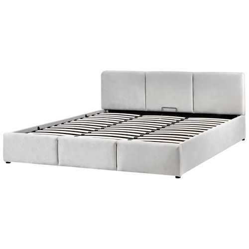 Lit Pouf Velours Bousse 180 X 200 Cm Gris Clair