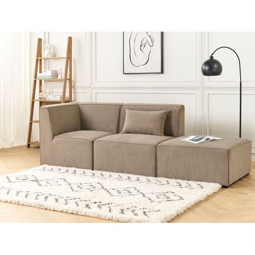 Pouf Ottoman En Velours Côtelé Taupe Lemvig