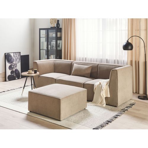 Pouf Ottoman En Velours Côtelé Taupe Lemvig