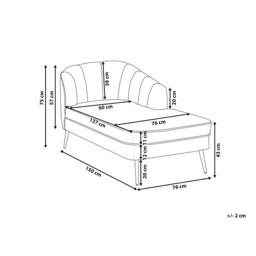 Méridienne Côté Droit Allier Velours Gris Clair
