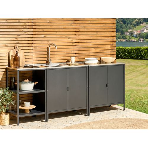 Ilot De Cuisine Extérieure Vilama Métal Noir