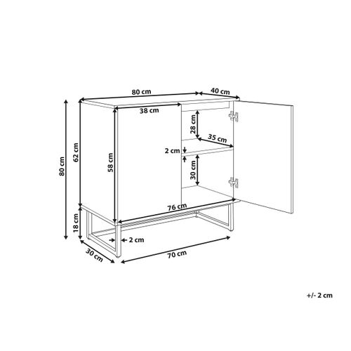Commode à 2 Portes Effet Bois Clair Et Noir Alaska