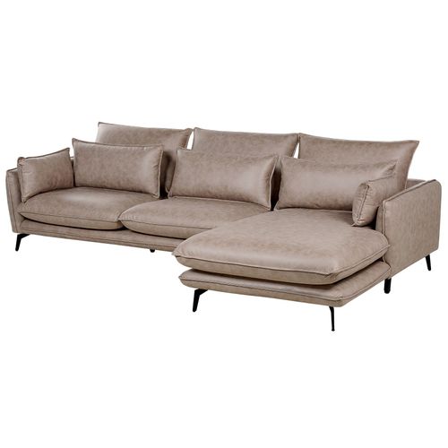 Canapé D'angle Côté Gauche En Cuir Pu Marron Clair Gallo