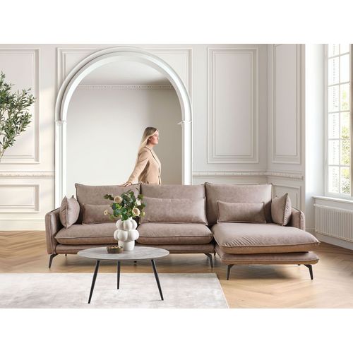 Canapé D'angle Côté Gauche En Cuir Pu Marron Clair Gallo