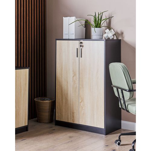 Armoire à 2 Portes Bois Clair Et Noir 117 Cm Zehna
