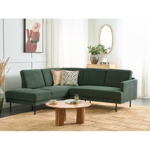 Canapé D'angle 4 Places Côté Droit En Tissu Vert Foncé Breda