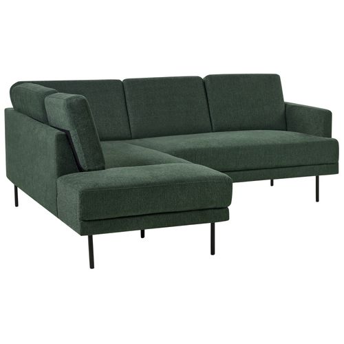 Canapé D'angle 4 Places Côté Droit En Tissu Vert Foncé Breda