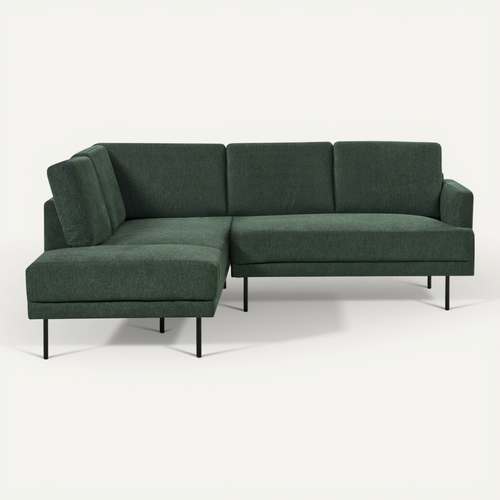 Canapé D'angle 4 Places Côté Droit En Tissu Vert Foncé Breda