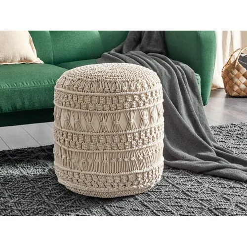 Pouf En Coton Macramé Beige Thakot
