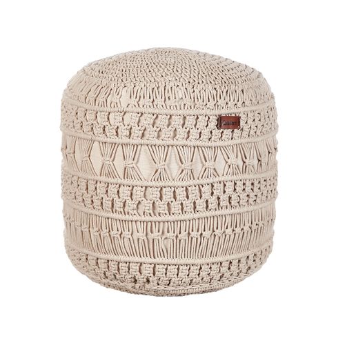 Pouf En Coton Macramé Beige Thakot
