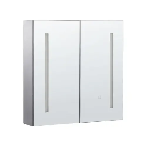 Armoire De Toilette Avec Miroir LED 60 X 60 Cm Noir Chabunco