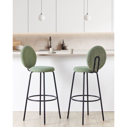Tabouret De Bar Set De 2 Bouclé Vert Clair Emery