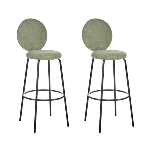 Tabouret De Bar Set De 2 Bouclé Vert Clair Emery