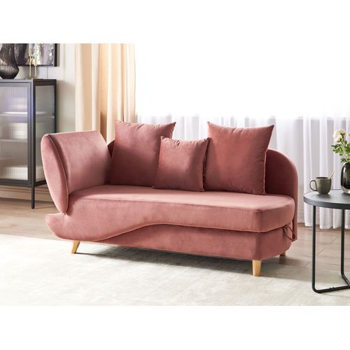 Méridienne Côté Gauche En Velours Rose Meri Ii