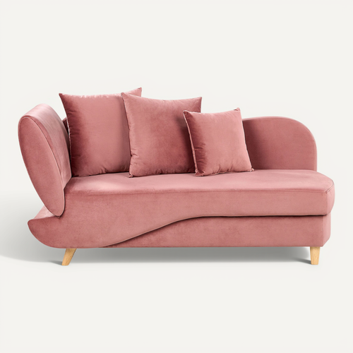 Méridienne Côté Gauche En Velours Rose Meri Ii