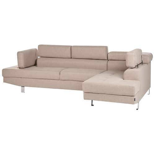 Canapé D'angle à Gauche 5 Places En Tissu Beige Norrea