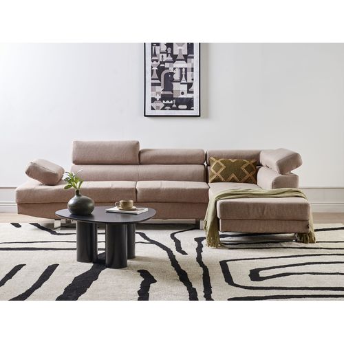 Canapé D'angle à Gauche 5 Places En Tissu Beige Norrea
