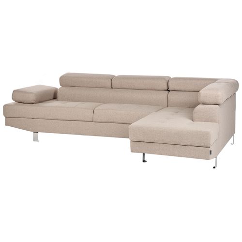 Canapé D'angle à Gauche 5 Places En Tissu Beige Norrea