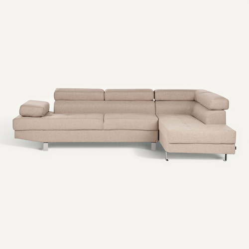 Canapé D'angle à Gauche 5 Places En Tissu Beige Norrea