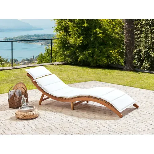 Chaise Longue Avec Coussin Bois Blanc Cassé Luino