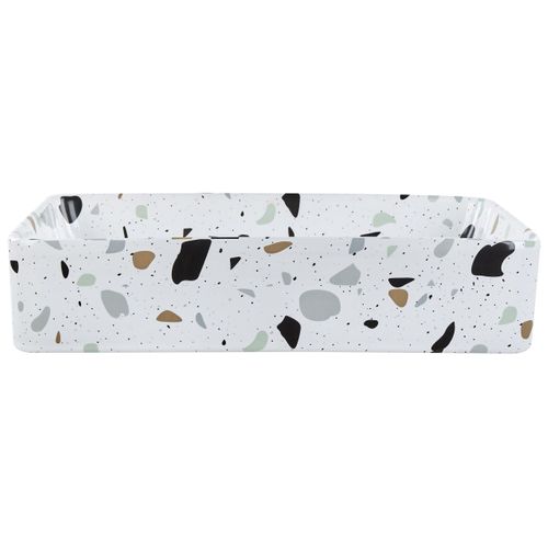 Lavabo En Céramique 51 X 34 Cm Effet Terrazzo Blanc Nules