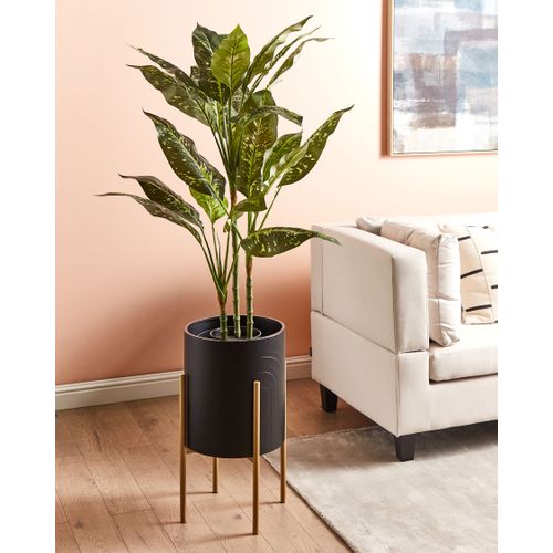 Pot De Fleurs En Métal 32 X 32 X 58 Cm Noir Serotina