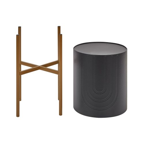 Pot De Fleurs En Métal 32 X 32 X 58 Cm Noir Serotina