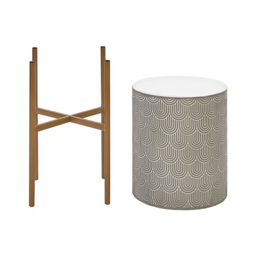 Pot De Fleurs En Métal 31 X 31 X 58 Cm Gris Aubrieta