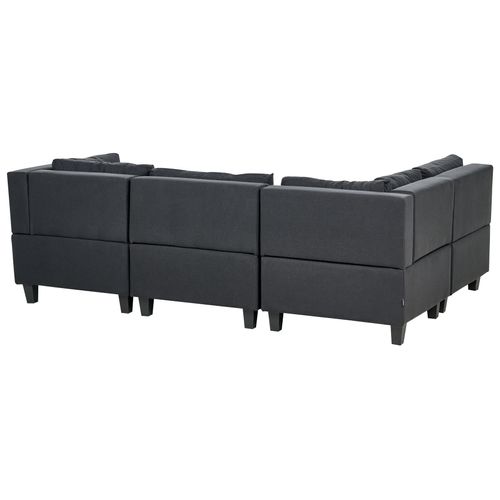 Canapé D'angle Modulable 4 Places Unstad Tissu Noir Côté Droit