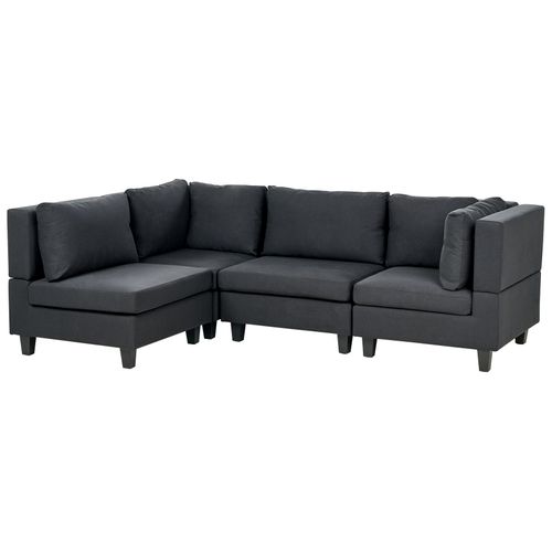 Canapé D'angle Modulable 4 Places Unstad Tissu Noir Côté Droit