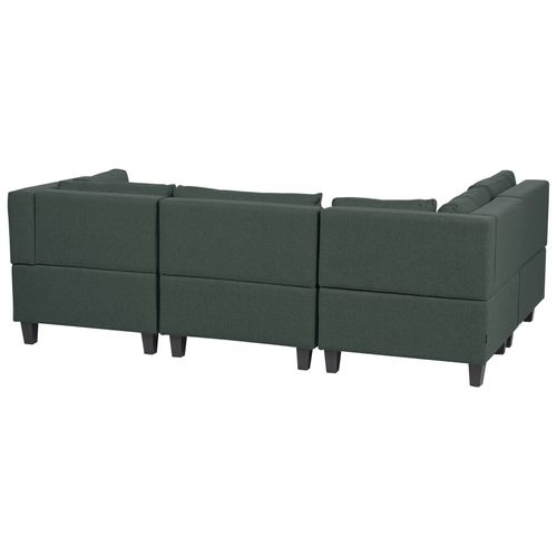 Canapé D'angle Modulable 4 Places Unstad Tissu Vert Foncé Avec Pouf Côté Droit