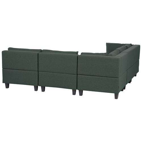 Canapé D'angle Modulable 5 Places Unstad Tissu Vert Foncé Avec Pouf Côté Droit