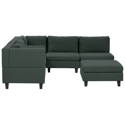 Canapé D'angle Modulable 5 Places Unstad Tissu Vert Foncé Avec Pouf Côté Droit