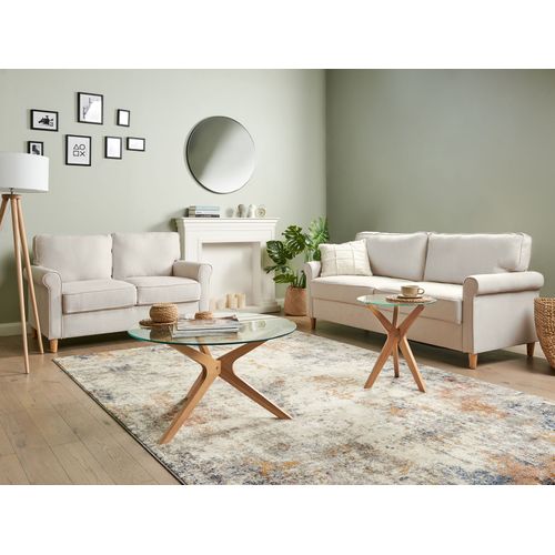 Canapé 3 Places En Tissu Beige Clair Ronneby