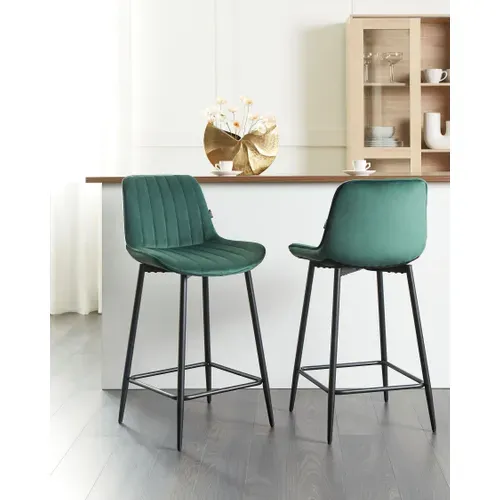 Tabouret De Bar Set De 2 Velours Vert Émeraude Dubrovnik