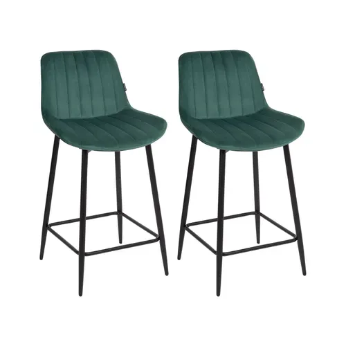 Tabouret De Bar Set De 2 Velours Vert Émeraude Dubrovnik