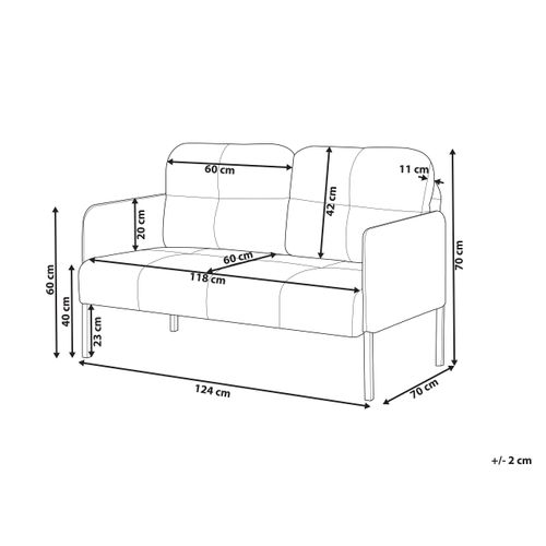 Banc Rembourré 2 Places Lahti Tissu Marron Clair