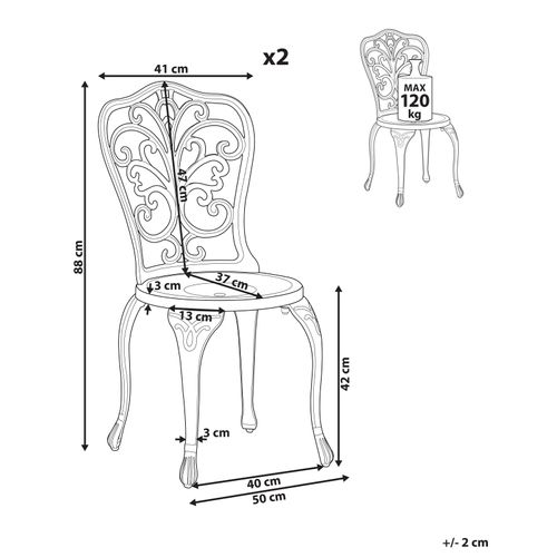 Lot De 2 Chaises De Jardin Triora Métal Blanc Cassé