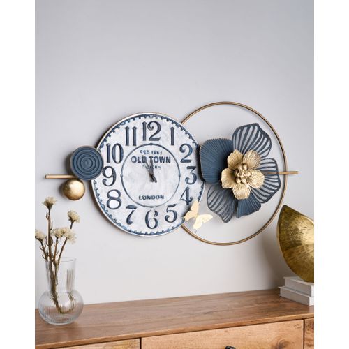 Horloge Murale Berkerium 90 Cm Métal Bleu