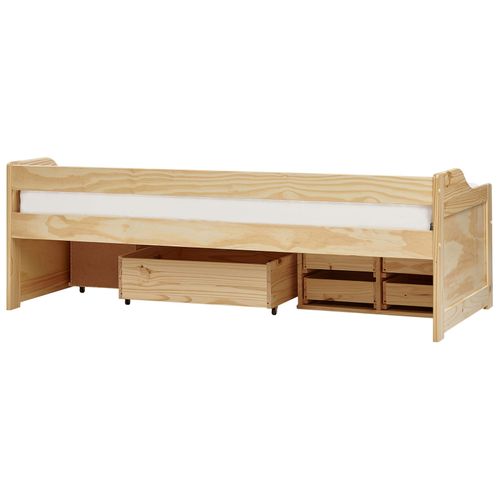 Lit De Jour Avec Rangement Bois De Pin Royville 90 X 200 Cm Marron Clair