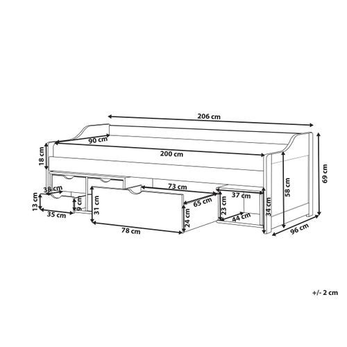 Lit De Jour Avec Rangement Bois De Pin Royville 90 X 200 Cm Marron Clair